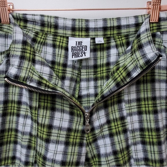 The Ragged Priest Green Plaid Cargo Combat Cotton Pants Size Medium - Picture 8 of 9